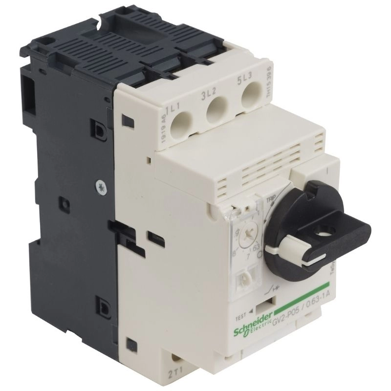 Guardamotor magnetotérmico TeSys GV2P tripolar de 0,63/1A 100kA